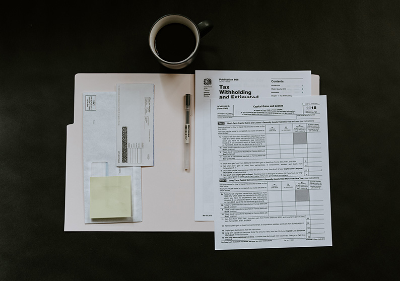 Business documents and paperwork on a desk